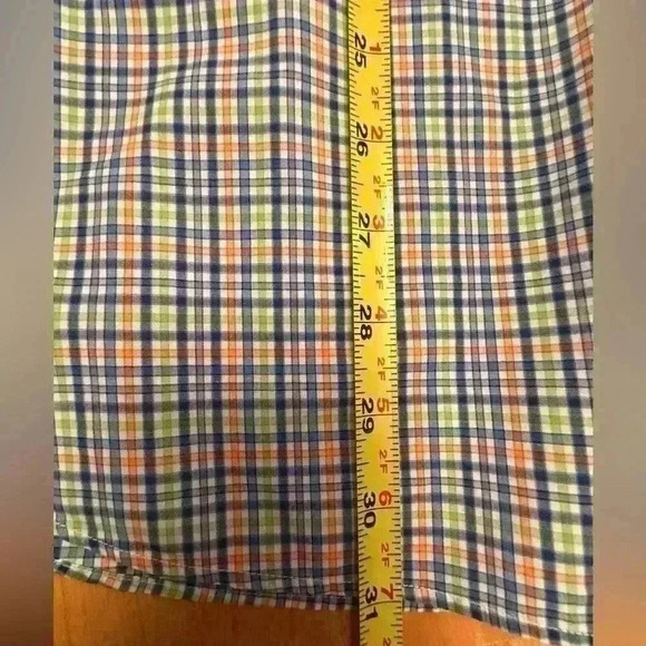 Scott Barber Button Down Shirt Mens Large - Long sleeve. Blue/Green/Orange Plaid - Picture 9 of 9